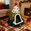 Christmas tree cat bed in Green